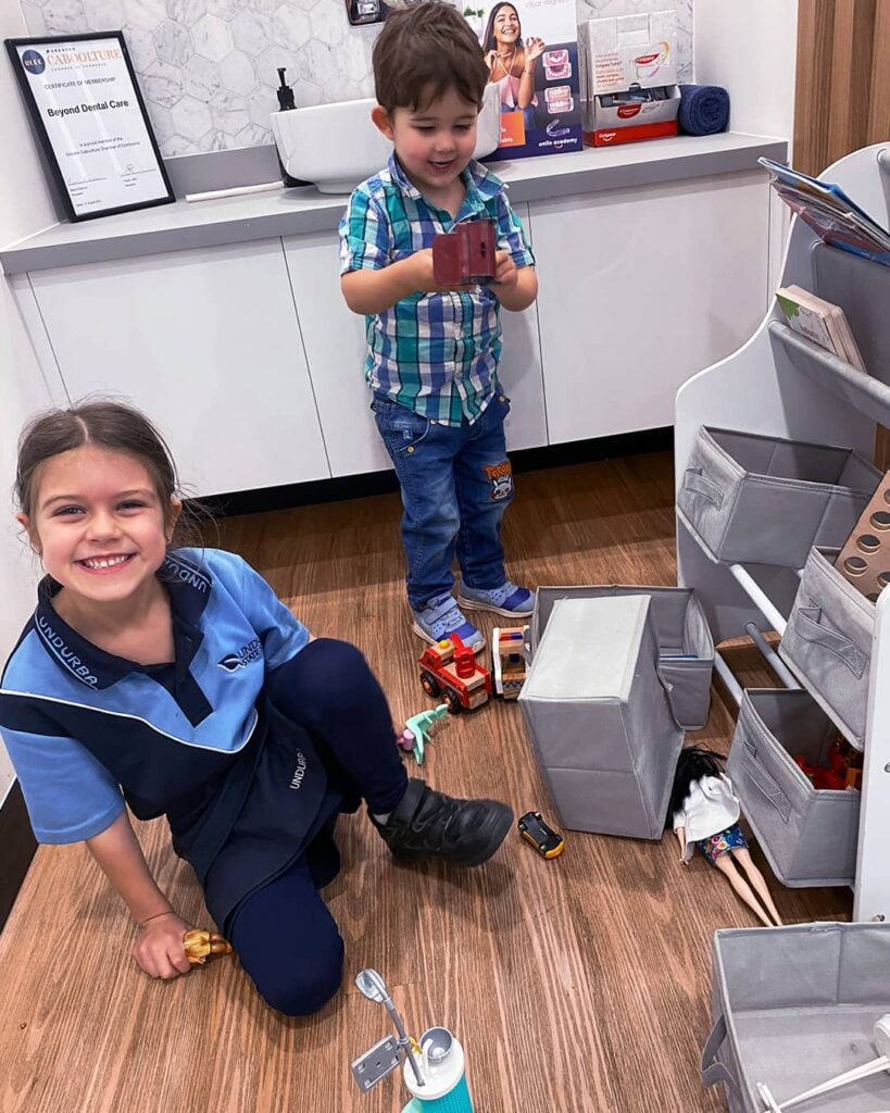 Kids playing in the dedicated children's corner with fun toys - Beyond Dental Care paediatric dentist Kids playing in the dedicated children's corner with fun toys - Beyond Dental Care paediatric dentist