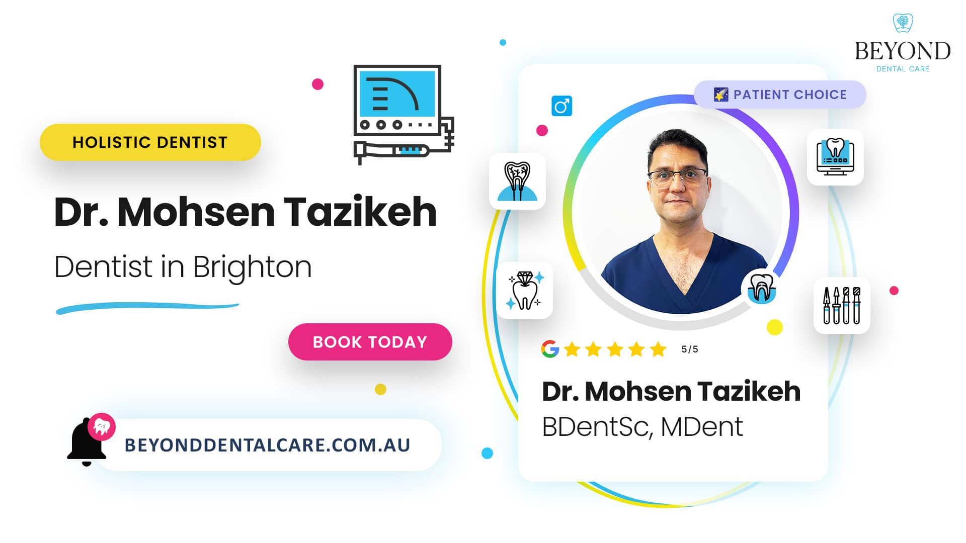 Dr. Mohsen Tazikeh, BDentSc, MDent Holistic Dentist Brighton Brisbane Featured Profile Image
