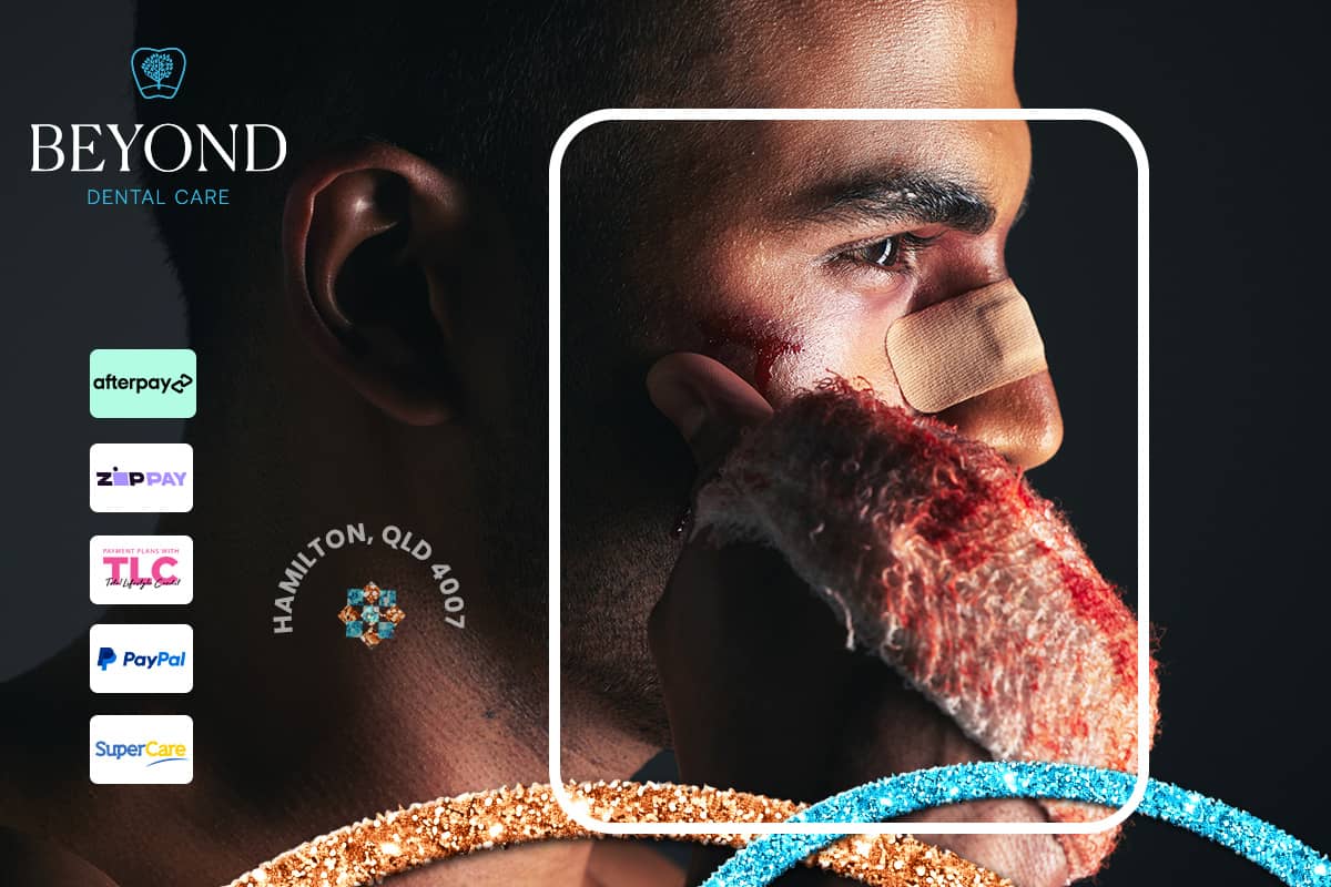 Emergency treatment for facial cuts involving lips or mouth after dental trauma
